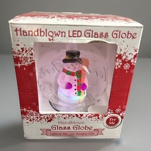 Kmart Handblown LED Glass Globe Snowman Color Changing Light Up Holiday Decor